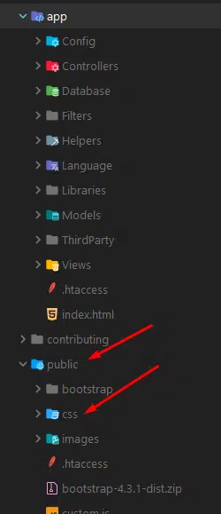 css-folder-in-public-direcotry-in-codeigniter-4